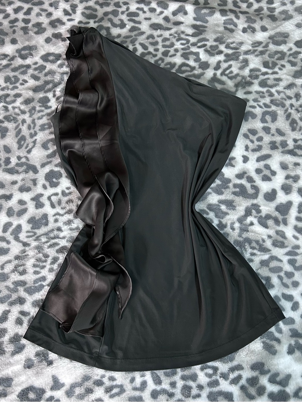 The Limited Black Asymmetrical One-Shoulder Ruffle Top